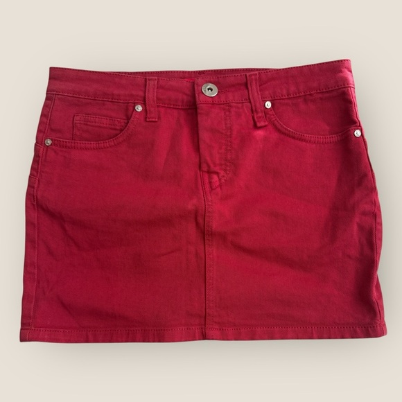 Fiorucci | Red Denim Mini Skirt | Size 26 | NWT - Picture 1 of 7